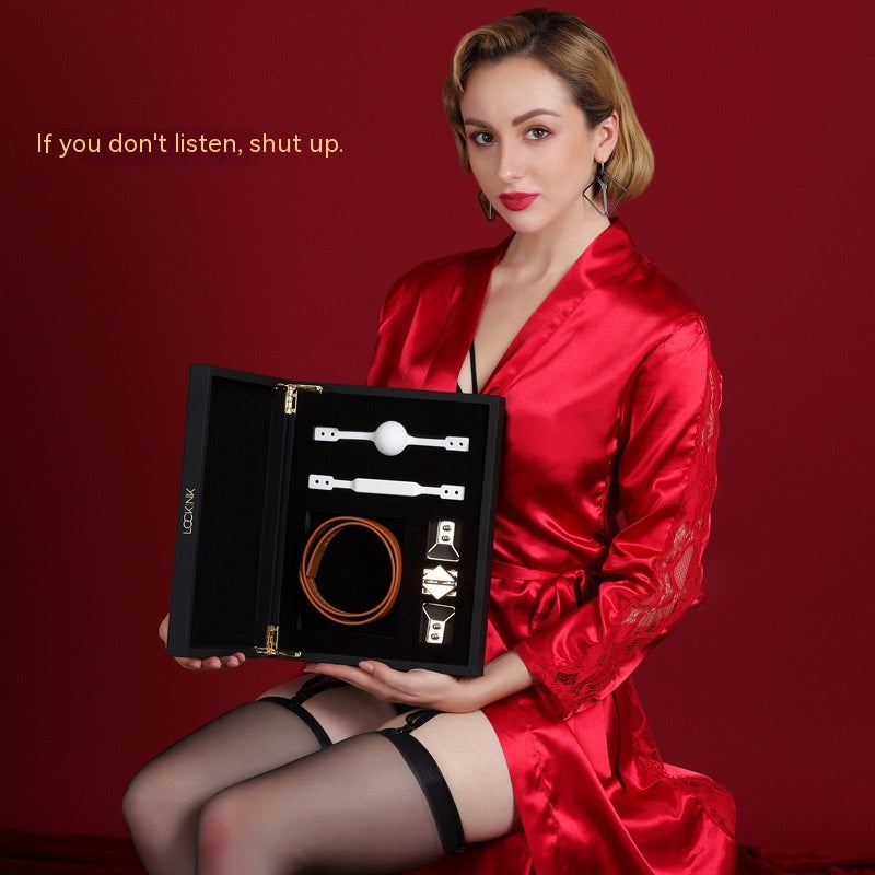 Luxury Bondage Set with Silicone Gag and Leather Collar – Discreet Training Kit