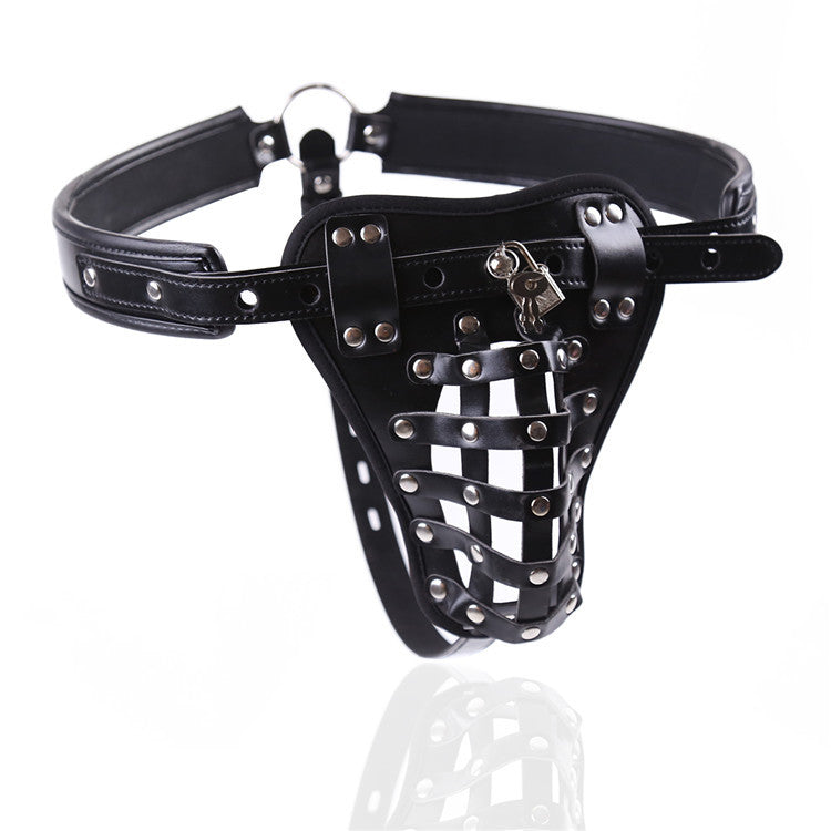Premium Studded Leather Chastity Belt with Secure Closure