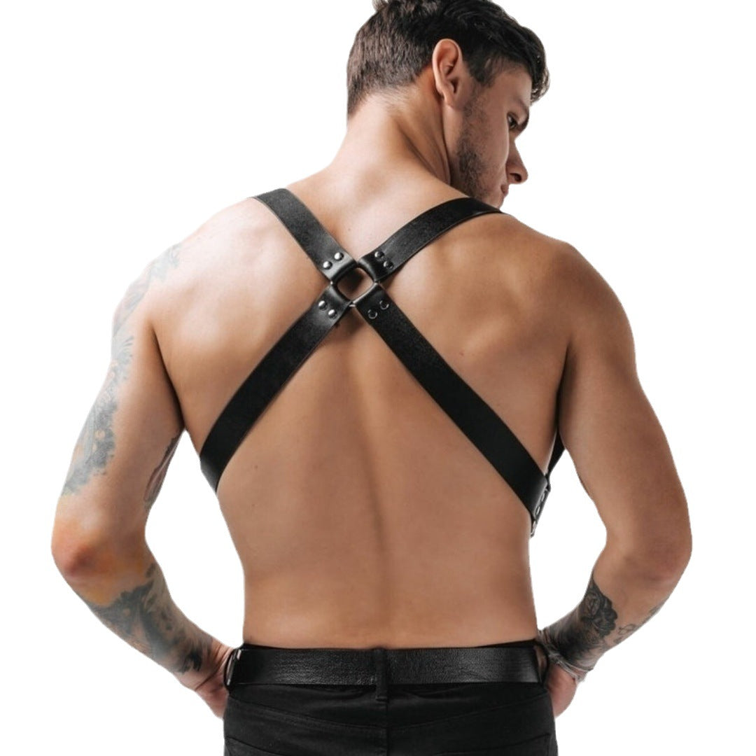 Men’s Leather Body Harness – Adjustable Shoulder & Chest Restraint Strap