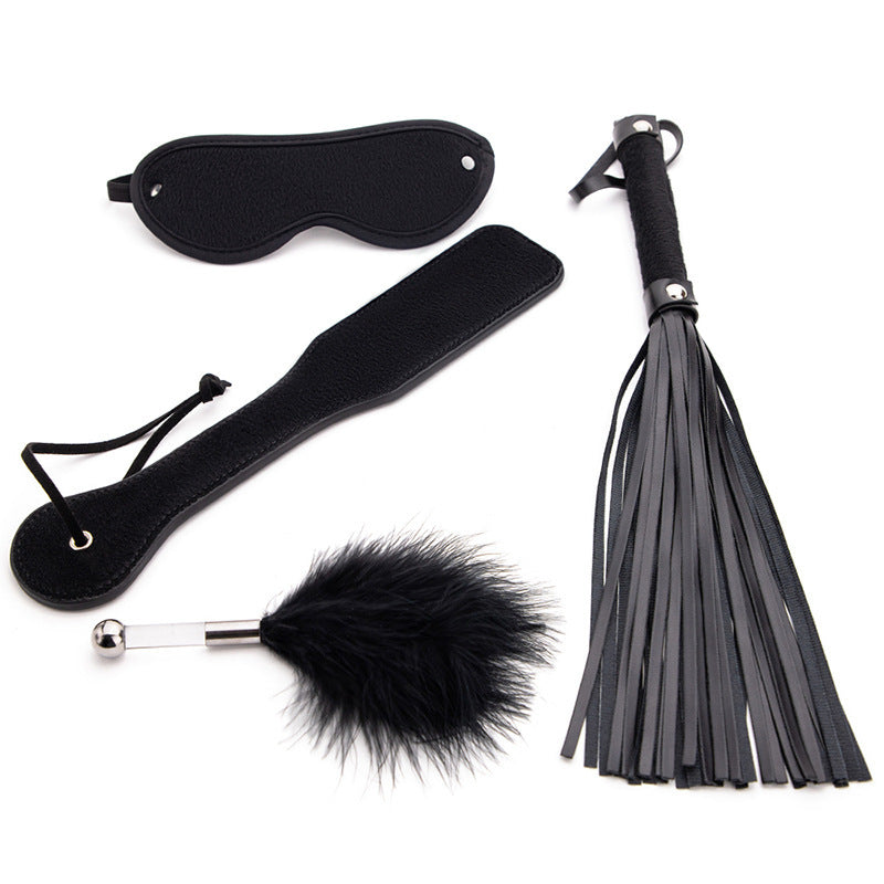 Black Training Pat Toy Whip Eye Mask Feather Four-piece Set