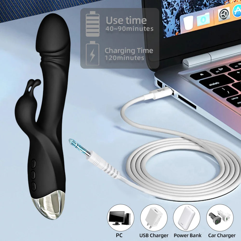 Powerful Rabbit G Spot Vibrator for Women Clit Stimulator Vagina Nipple Massage Female Masturbator Dildo Silent Adults Sex Toy