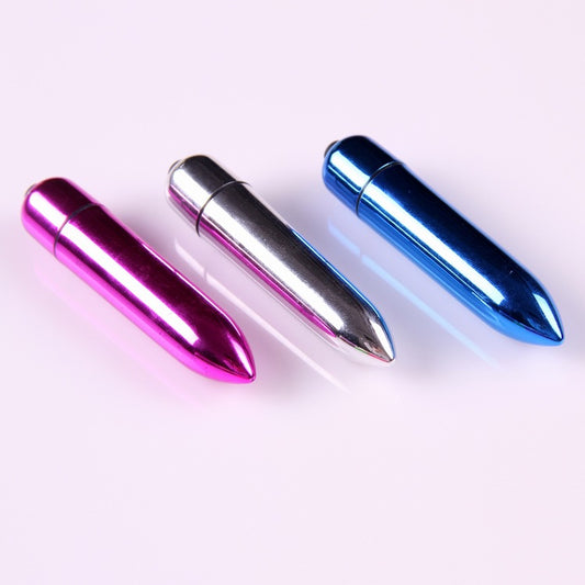 Electroplated Mini Bullet Vibrator – 10‑Speed Pocket Massager (Red, Purple, Blue)